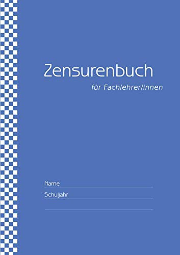 Zensurenbuch/ Notenbuch für den Fachlehrer (bis zu 20 Klassen) Umschlag blau: für alle Schulformen