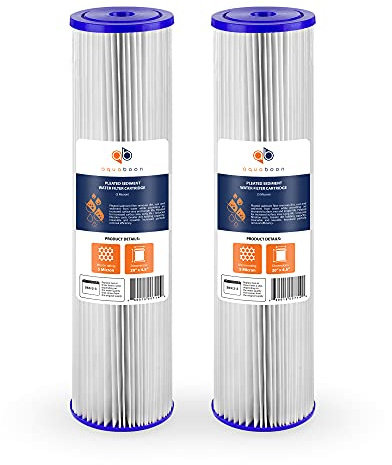 Aquaboon Cartucho de filtro de agua plisado de 5 micrones de 20 x 4,5 pulgadas para toda la casa, compatible con ECP5-20BB, SPC-45-2005, paquete de 2