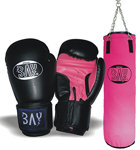 BAY® Boxset PINK Sandsack+Boxhandschuhe Future schwarz/pink (8 Unzen)