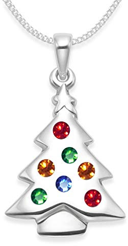Heather Needham Sterling Silver Christmas Tree Necklace pendant on 16/40cm Silver chain - - SIZE: 23mm x 16mm plus loop- gift Boxed 04811/16