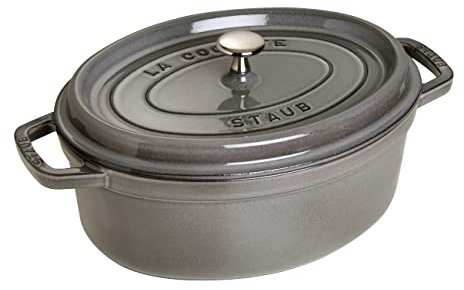 STAUB Cacerola/Cocotte de Hierro Fundido Ovalada, Diámetro de 31 cm, 5,5 L, Gris grafito