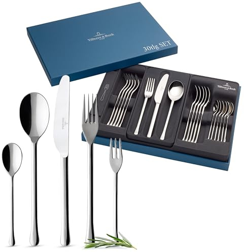 Villeroy & Boch Udine Servizio di Posate per 6 Persone, Acciaio Inossidabile, Argento Inossidabile, Argento, 30 Pezzi