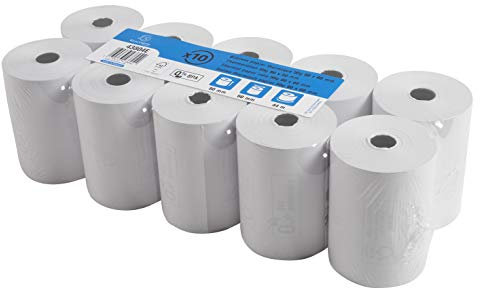 Exacompta 43804E 10er Pack Thermopapierrollen 1-lagig Breite: 80mm, Länge: 44m, Durchmesser Kern: 12mm 48g/m² rückseitig bedruckt für Kassen Kassenrolle