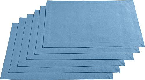REDBEST Tischset, Platzset, Untersetzer Uni 6er-Pack Seattle, 100% Baumwolle hellblau Größe 30x45 cm - Robustes, glattes Gewebe, mit hochwertigem Kuvertsaum