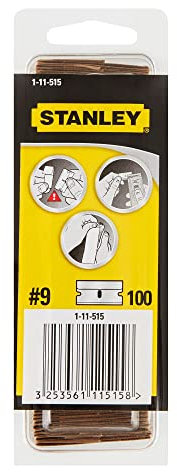 Stanley Ersatzklingen 0-28-510 (für Stanley Glasschaber 0-28-500, leicht austauschbar, zum Entfernen von Farbresten, Plakatresten auf Glas, Türen, Fenster, Fliese, 100 Stück), 1-11-515, Silber