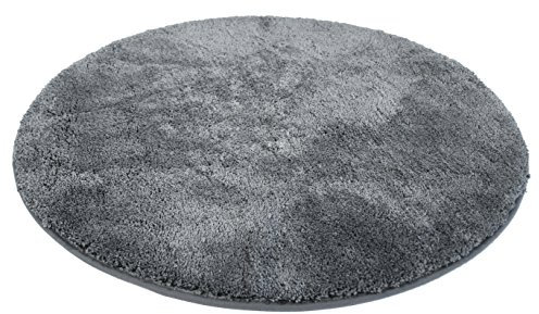 Kinzler J-10001/100 hochwertige Mikrofaser Badematte Uni, 90 cm, rund, flusenfrei, pflegeleicht, anthrazit