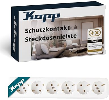 Kopp jordad kontakt grenuttag, 6-fack, utan kabel och kontakt, arktisk vit, 129401009