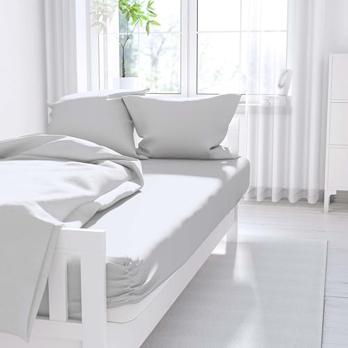 Luxury Egyptian Cotton Fitted Bed Sheet With Matching FREE 2 X PILLOW CASE Plain Dyed 100% Egyptian Cotton Bed Sheet Set (4ft Double, Ivory)