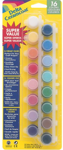 Plaid:Delta Ceramcoat Acrylic Paint Pots 16/Pkg-Vibrant, Other, Multicoloured