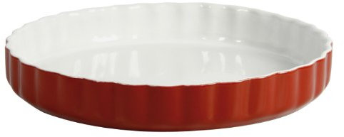 CREALYS 512735 - Pirofila in Ceramica per Torta Bassa, 28 cm, Colore Rosso Lampone