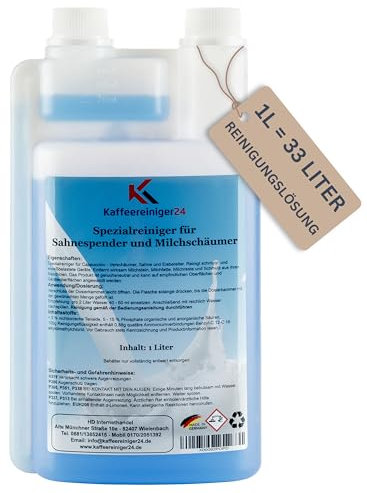 Kaffeereiniger24-1000ml Milchschaumreiniger, Milchsystemreiniger für Kaffeevollautomaten und Kaffeemaschine mit Milchaufschäumer - flüssig geeignet für viele Marken