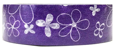 Wrapables Colorful Patterns Washi Masking Tape, Purple Pansies