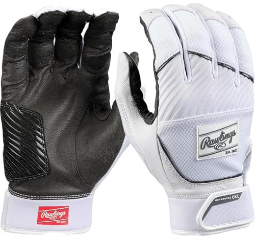 Rawlings Workhorse OKC Fastpitch Softball-Schlaghandschuhe, Weiß, Größe L