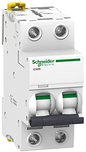 Schneider Electric A9F73204 IC60N Interruptor Automático Magneto Térmico, 2P, 4A, Curva B, 78.5mm x 36mm x 85mm, Blanco