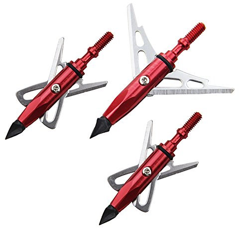 Mangobuy 6pcs Rot/Hellgrün Broadheads 100 Korn Jagd Pfeil Köpfe Bogenschießen Schießen Pfeilspitzen Tipps für Compound Bogen Bogenschießen (Rot)