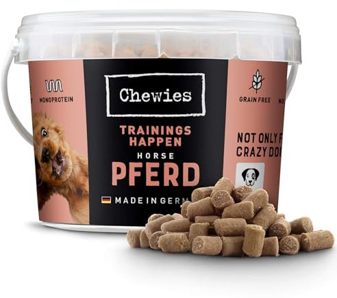 Chewies Trainingshappen Pferd - Monoprotein Snack für Hunde - 300 g - getreidefrei & zuckerfrei - Softe Leckerlies fürs Hundetraining - hypoallergen