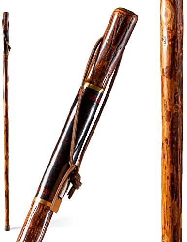 Brazos Rustic Wood Walking Stick, Hickory, Traditional Safari Style Handle, for Men & Women, Made in the USA, 55