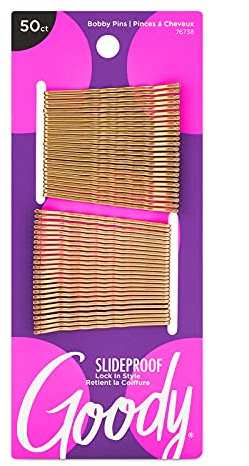 Goody SlideProof Bobby Pins - 50 Ct, Metallic Blonde, High Gloss Bobby Hair Pins for Styling, Lock In Style, Comfortable, Pain-Free Hair Accessories for Women & Men, All Hair Types
