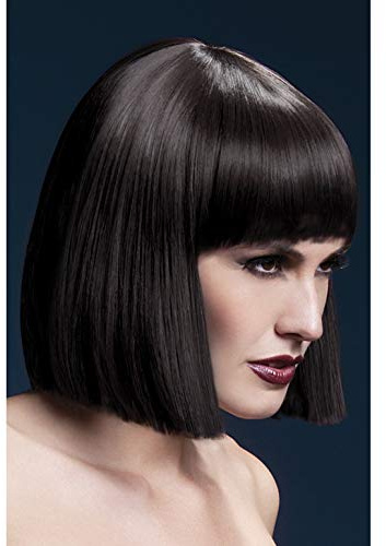 Smiffys Fever Kollektion, Lola Perücke, Braun, Abgerundeter Bob mit Pony, 30cm / 12in Halloween
