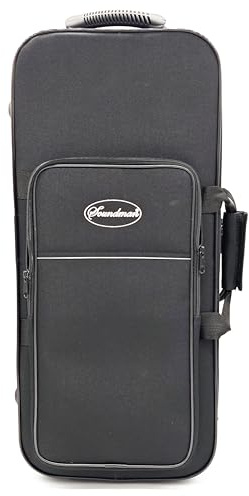 Koffer für Altsaxophon - Hochwertiger Soundman Saxophonkoffer - Robuster Koffer für Saxophon, innen weich gepolstert, mit verstaubaren Rucksackgurten, großzügiger Notentasche sowie Zubehörfächern