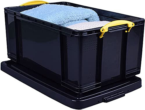 Really Useful Kunststoff-Aufbewahrungsbox recycelt robust stapelbar 64 Liter, Schwarz, 440 x 710 x 310 mm