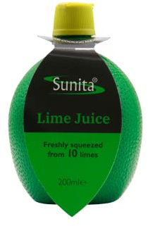 Sunita Lime Juice - Freshly Squeezed from 10 Mexican or Brazilian Limes - 200ml Squeezy Bottle