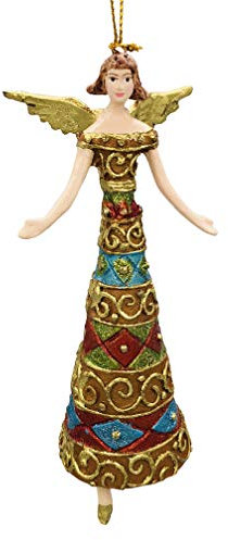 Ange, décoration à suspendre avec ornements, décoration de Noël, or, 15 cm