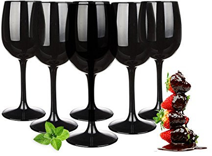 Sendez Weingläser Set 300ml im 6er-Pack Schwarze Rotweingläser Weißweingläser Weinkelch