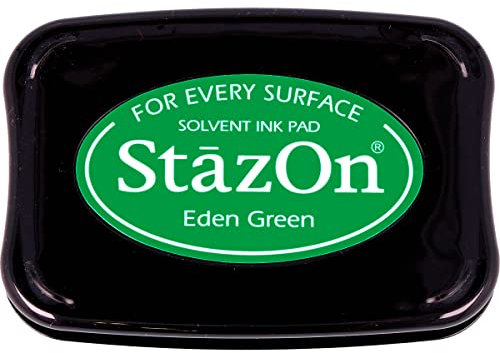 Tsukineko StazOn Stempelkissen-Grün, Eden Green-Groß-Deckend, Lufttrocknend, Wasserfest-Embossing, Kunststoff
