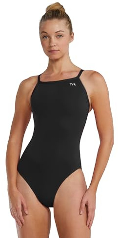 TYR Womens Polyester Durafast Elite Solid Diamondfit, Black, 32 US