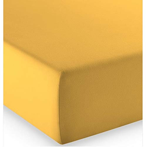 fleuresse Comfort Spannbettlaken (96 % Baumwolle, 4 % Elasthan), mit Rumdumgummizug, Ökotex Standard 100, für Matratzen bis 26 cm Höhe, 90 - 100 x 200 - 220 cm, sonne