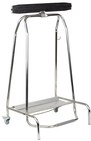 APS porte-sac à pédale, poubelle sans contact avec mécanisme à pédale, poubelle à pédale avec 2 roulettes pivotantes, convient aux sacs poubelles jusqu'à 120 litres, LxPxH : 59 x 43 x 96 cm, acier inoxydable