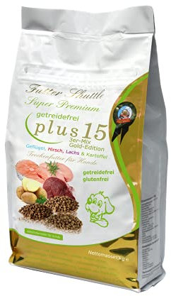 Futter-Shuttle - Getreidefreies Hundefutter Plus 15 - Mit 3 vers. Proteinquellen - Hunde Trockenfutter ohne Getreide der Superlative! - Geflügel, Hirsch & Lachs
