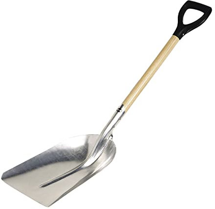 Amig - Pala de Aluminio Cuadrada con Mango de Madera Ergonómico Especial Quitanieve y para Mover y Recoger Hojarasca o Grava - 110 cm, Ligera y Resistente para Uso Doméstico o Profesional, Gris