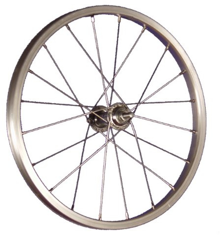 Roue Avant 18 Pouces, Jante en Aluminium, axe Plein, Argent