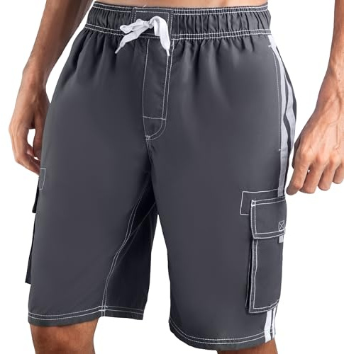 Kanu Surf Men's Barracuda Swim Trunks (Regular & Extended Sizes), Charcoal, 3X