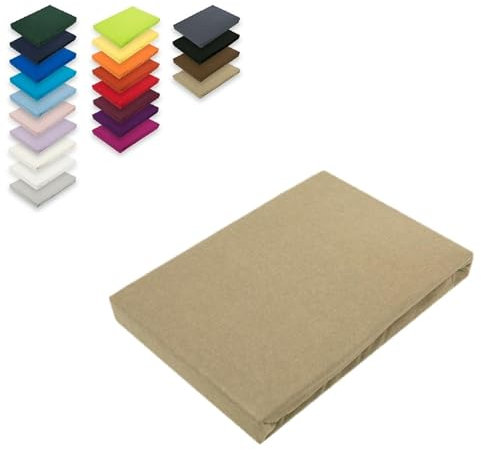 EXKLUSIV HEIMTEXTIL Jersey Spannbettlaken 90-100 x 200 cm Sand