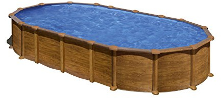 Piscina de Acero Elevada,Ovalada con Aspecto Madera. Piscinas Desmontables para Jardín. 730 x 375 x 132 cm - Piscina Gre KITPROV7388WO Amazonia.