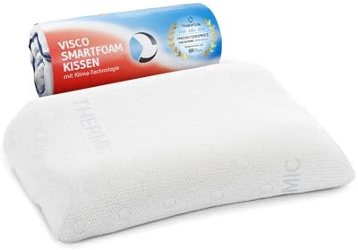 Nackenstützkissen Nackenkissen MATAR, Orthopädisches HWS Kopfkissen, Viscoelastischer Memory-Foam, Ideales Seitenschläferkissen & Rückenschläfer-Kissen, Höhenverstellbar 55 x 40 x 11/9 cm