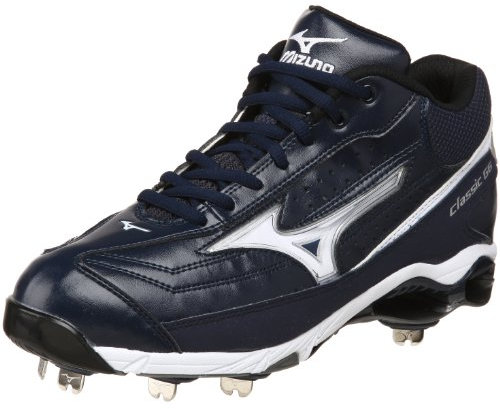 Mizuno Men's 9-Spike Classic G6 Mid Switch Baseball Cleat, Marineblau/Weiß, 38.5 EU
