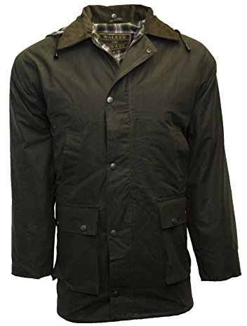 Herren Country-Mantel - wattiert & gewachst - für die Jagd geeignet - Olivgrün - Größe L (42-44)