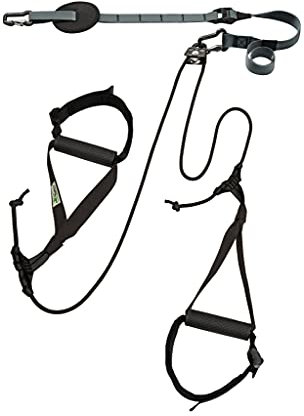 eaglefit - Premium Sling-Trainer „Allround“ für Zuhause inkl. Umlenkrolle, Türanker, Poster - Schlingentrainer verstellbar 90-310cm - Suspension Bodyweight Training für Ganzkörper Fitness (grau)