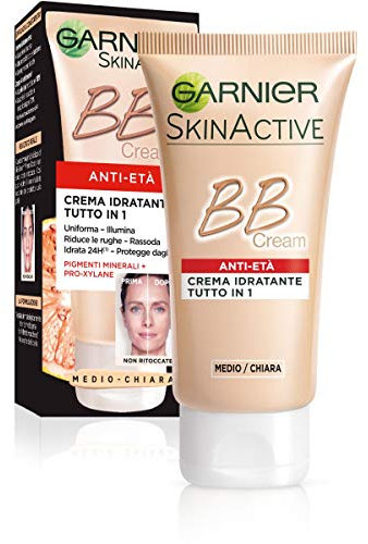 Garnier BB Cream Anti-Età Crema Viso di Pelle 5 in 1, 50 ml, Medio-Chiaro