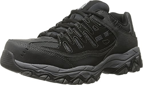 Skechers Men's Cankton Steel Toe Construction Shoe - Electrical Hazard Rated, Memory Foam, Black/Charcoal, 13 Wide