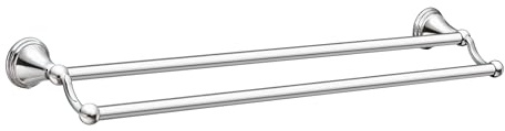 Moen DN8422CH Preston 24-Inch Bathroom Double Bar Towel Bar 5.38-Inches Deep, Chrome