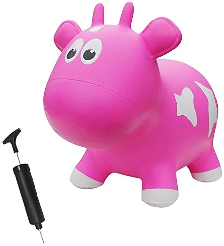 Farm Hoppers Award Winning Inflatable Toddler Safe Bouncing Pink Cow Plus Pump