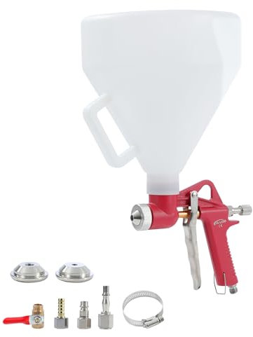 Orazio Pistolet à Crépir Pneumatique 5L 3 Buses, Pistolet à Peinture Texturée Alimentation par Trémie pour Plafond Mur Rendu Cloison Sèche Plâtre Peinture 221471