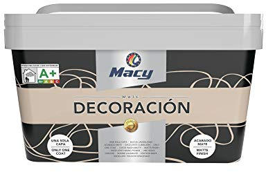 Macy Pintura Plástica Mate Decoración Interiores Excelente Cubrición, Acabado Perfecto. Color Beige. 4 Litros