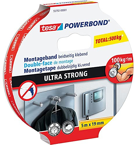 tesa Powerbond Montageband Ultra Strong, 19 mm x 5, 0 m