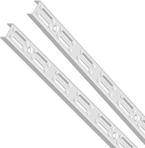 Element System Wandschiene 2-reihig, 2 Stück, 4 Abmessungen, 3 farben, lange 200 cm für Regalsystem, Regalträger, Wandregal, weiß 10001-00028